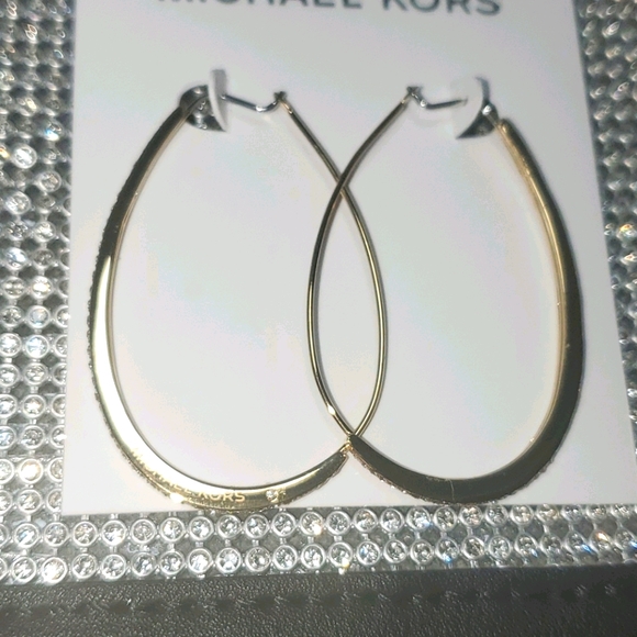 MICHAEL Michael Kors Jewelry - SOLD BETY/MK Gold Crystal Pave' Oval Oblong Hoop E